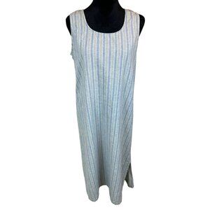 Freeport Studio Blue Striped Linen Blend Maxi Dress w/ Tie Back SP